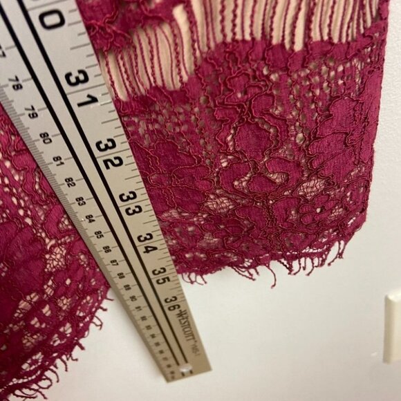 Anthropologie Burgundy Lace Mini Dress Size Medium Cocktail Romantic Bohemian M - Picture 13 of 14